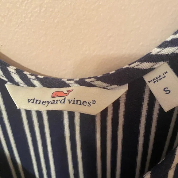 Vineyard Vines • Cat Cay Striped Navy Blue Sleeveless Jumpsuit Romper • Size S - Picture 6 of 7
